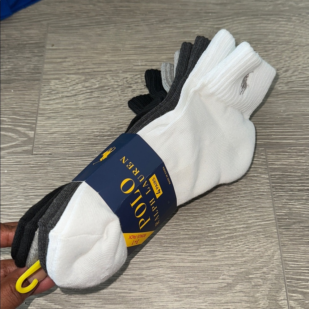 Polo Ralph Lauren Socks Short ankle Mens white black gray NEW NWT 4 pairs